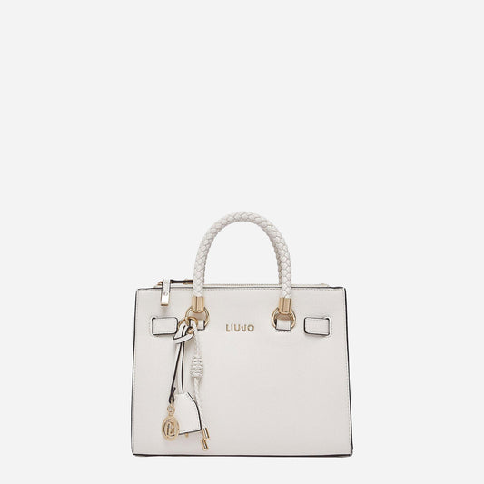 LIU JO Borsa satchel piccola con charms CREAM 