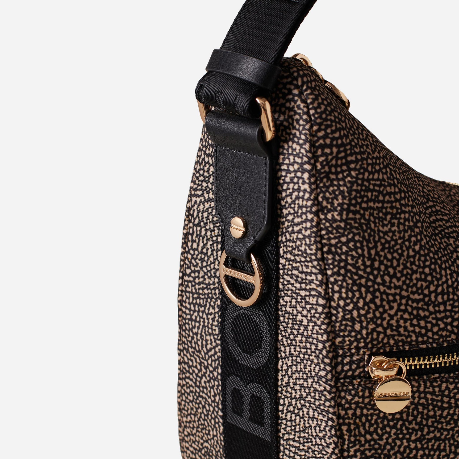 borbonese ECO LINE LUNA BAG MEDIUM OP NATURALE/NERO 