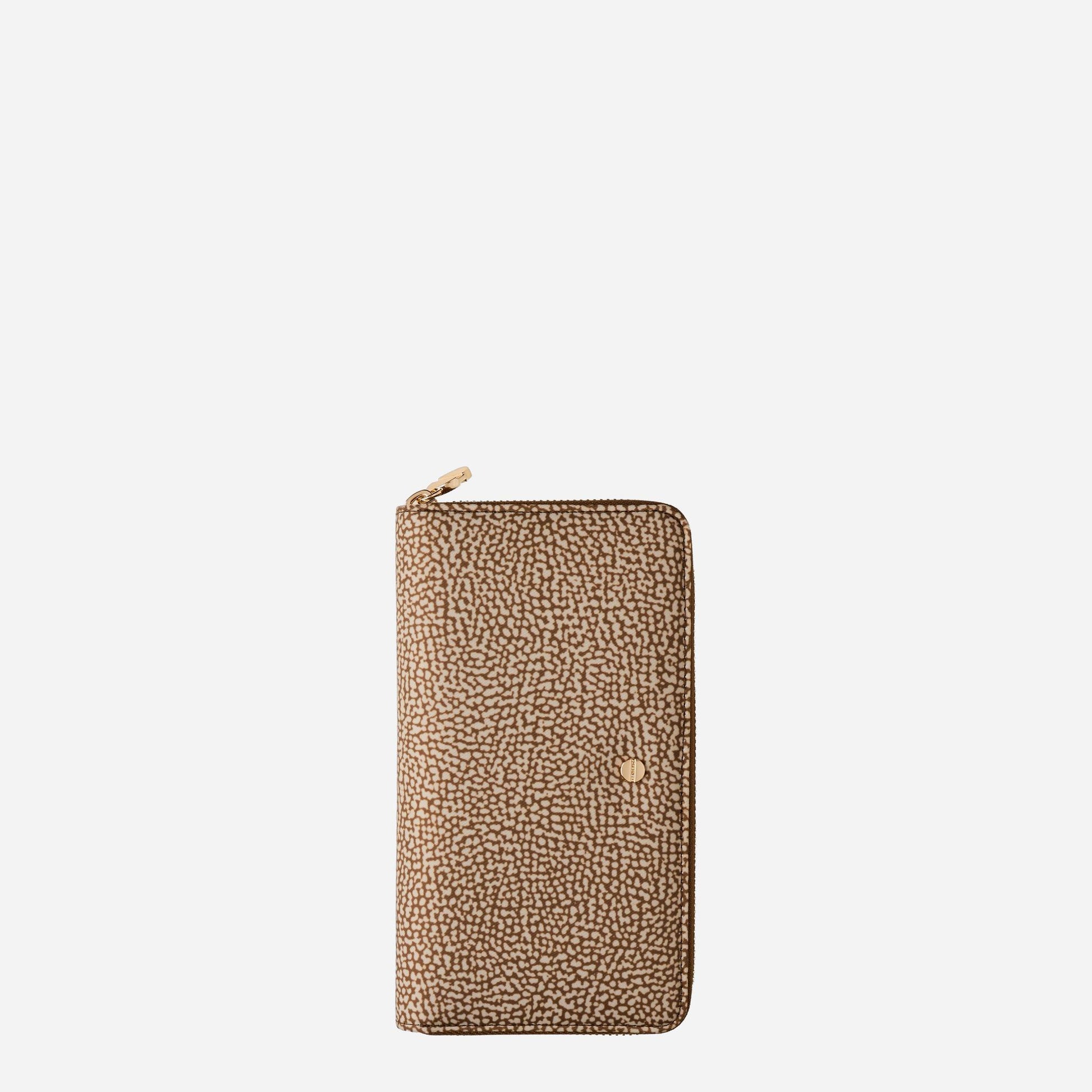 borbonese PORTAFOGLIO LARGE ZIP AROUND Beige/marrone 