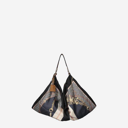 LIU JO Borsa foulard media St.metall.nero 