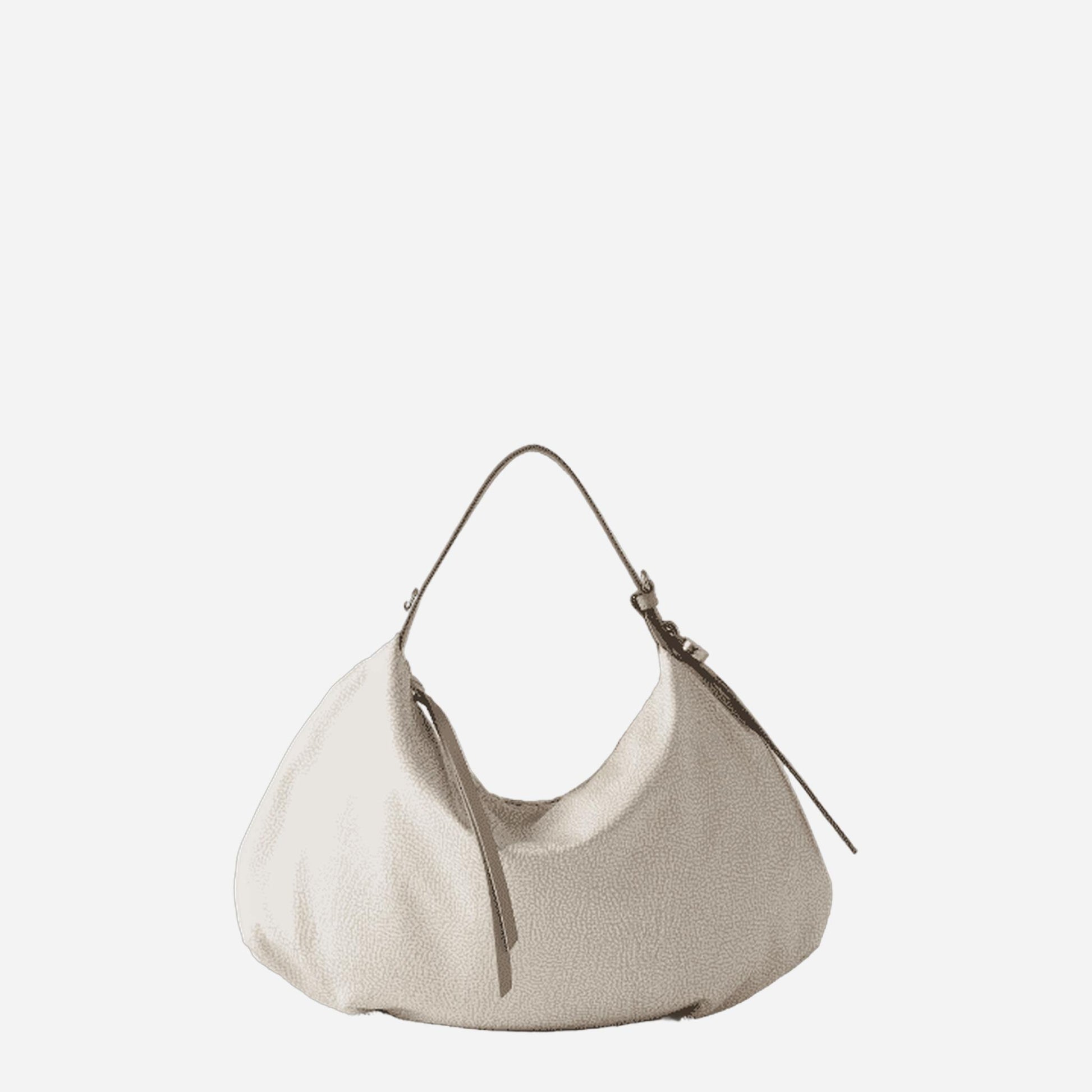 borbonese PRIVE BORSA HOBO MEDIUM WHITE COTTON 