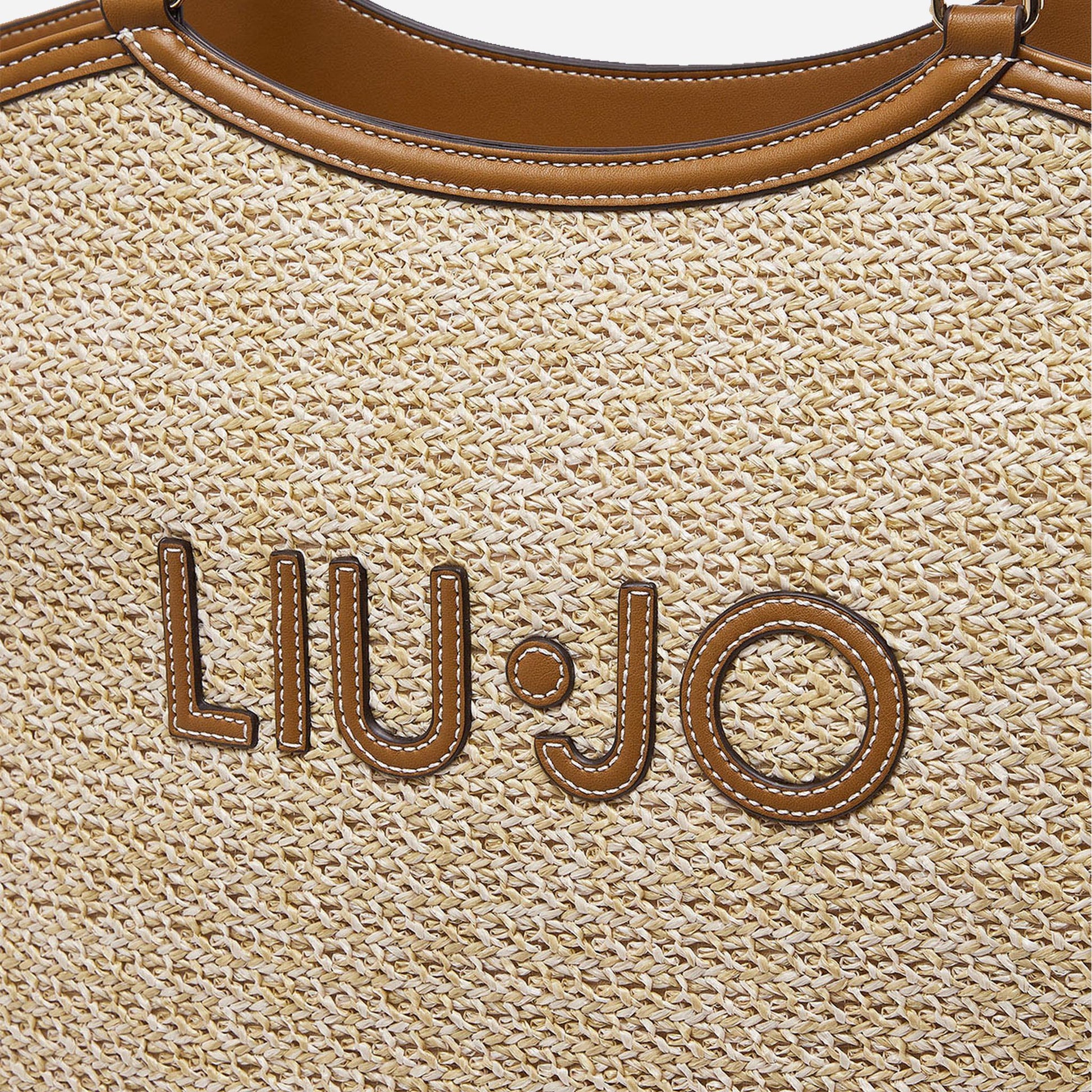 LIU JO Borsa tote grande in rafia Naturale 