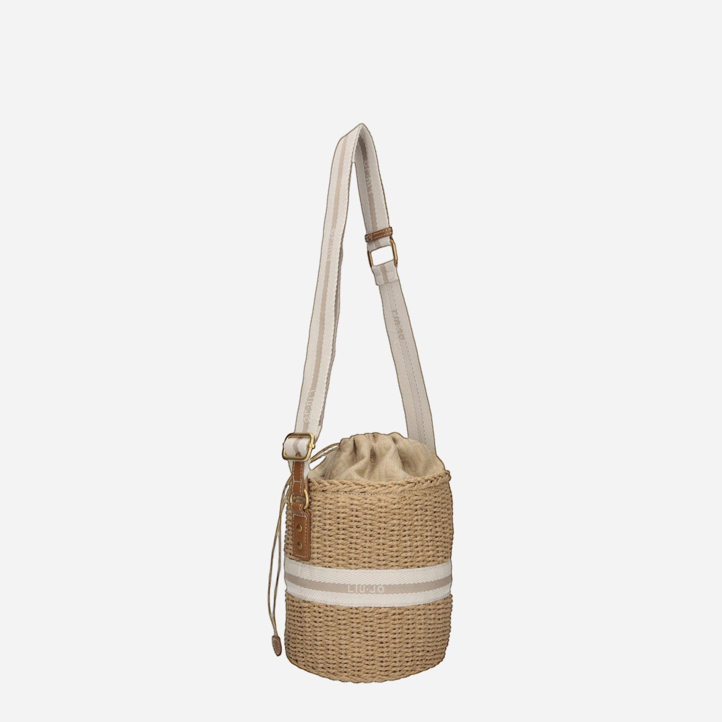 LIU JO Borsa secchiello in paglia CREAM 
