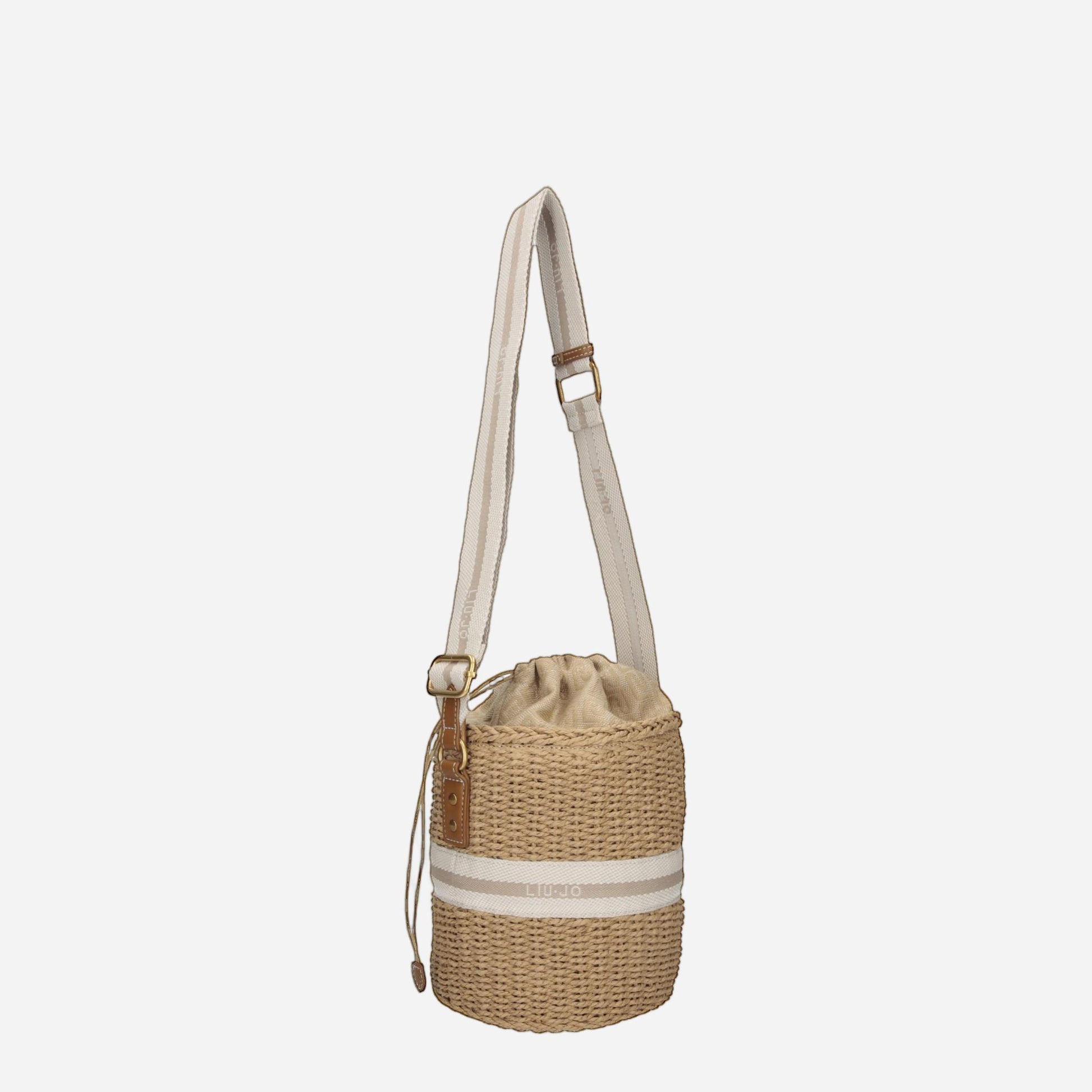 LIU JO Borsa secchiello in paglia CREAM 