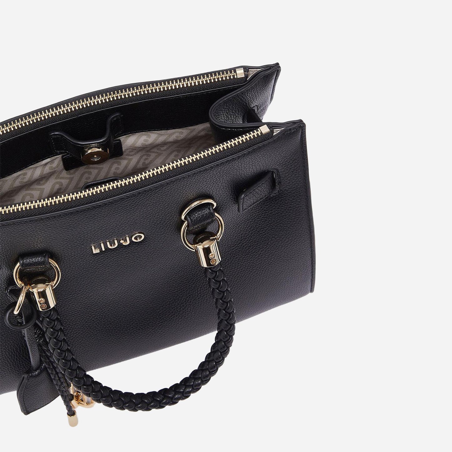 LIU JO Borsa satchel piccola con charms BLACK 