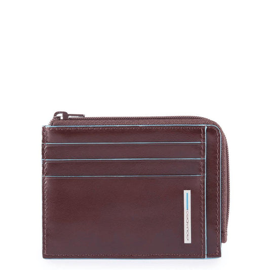 PIQUADRO Portamonete in pelle con porta documenti e carte Mogano 