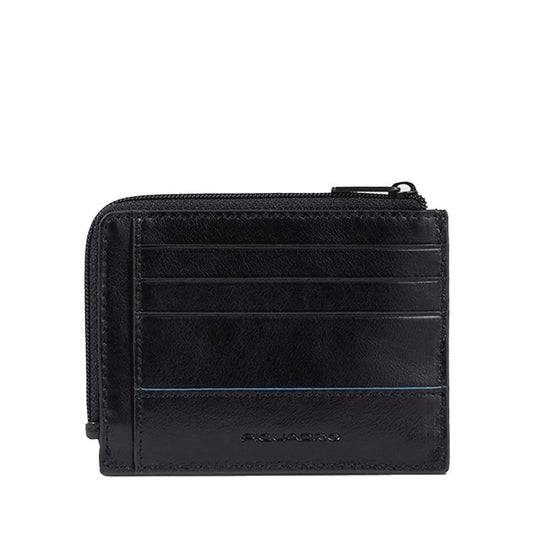 PIQUADRO Portamonete in pelle con porta documenti e carte Nero 