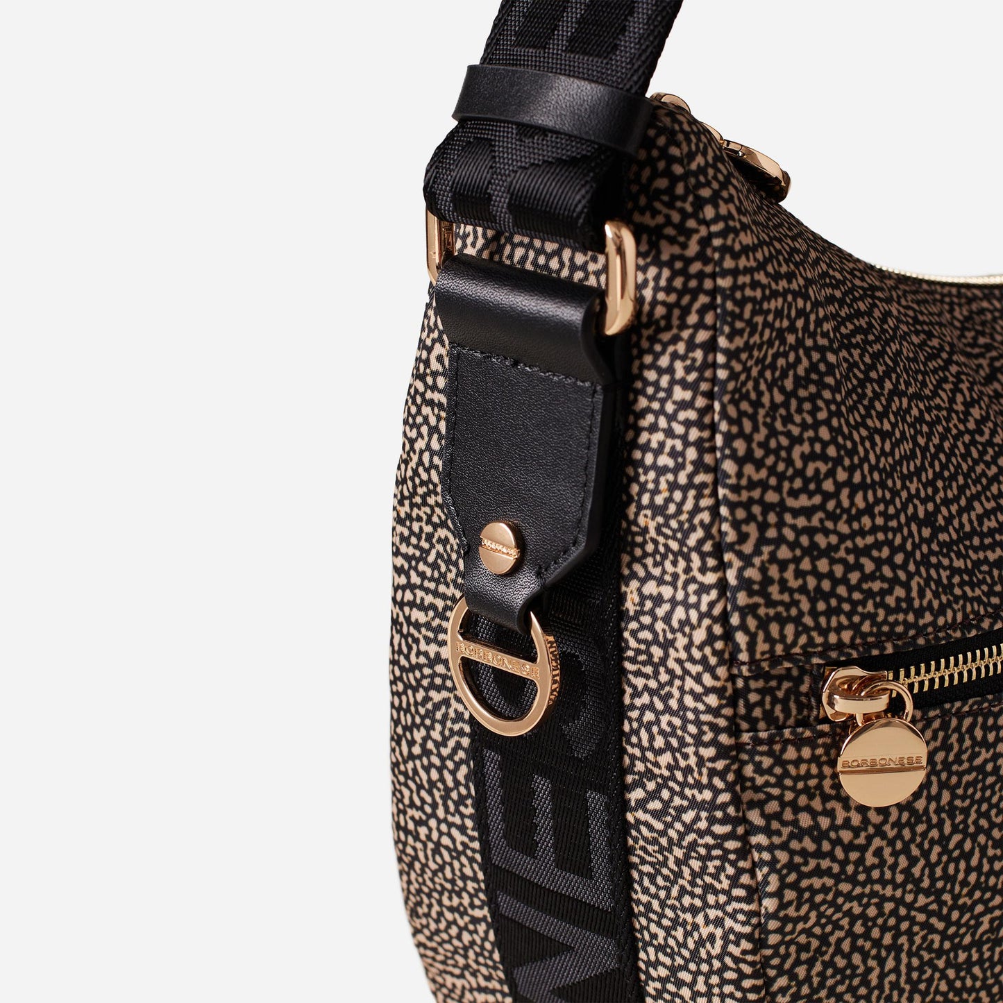 borbonese ECO LINE LUNA BAG MIDDLE OP NATURALE/NERO 