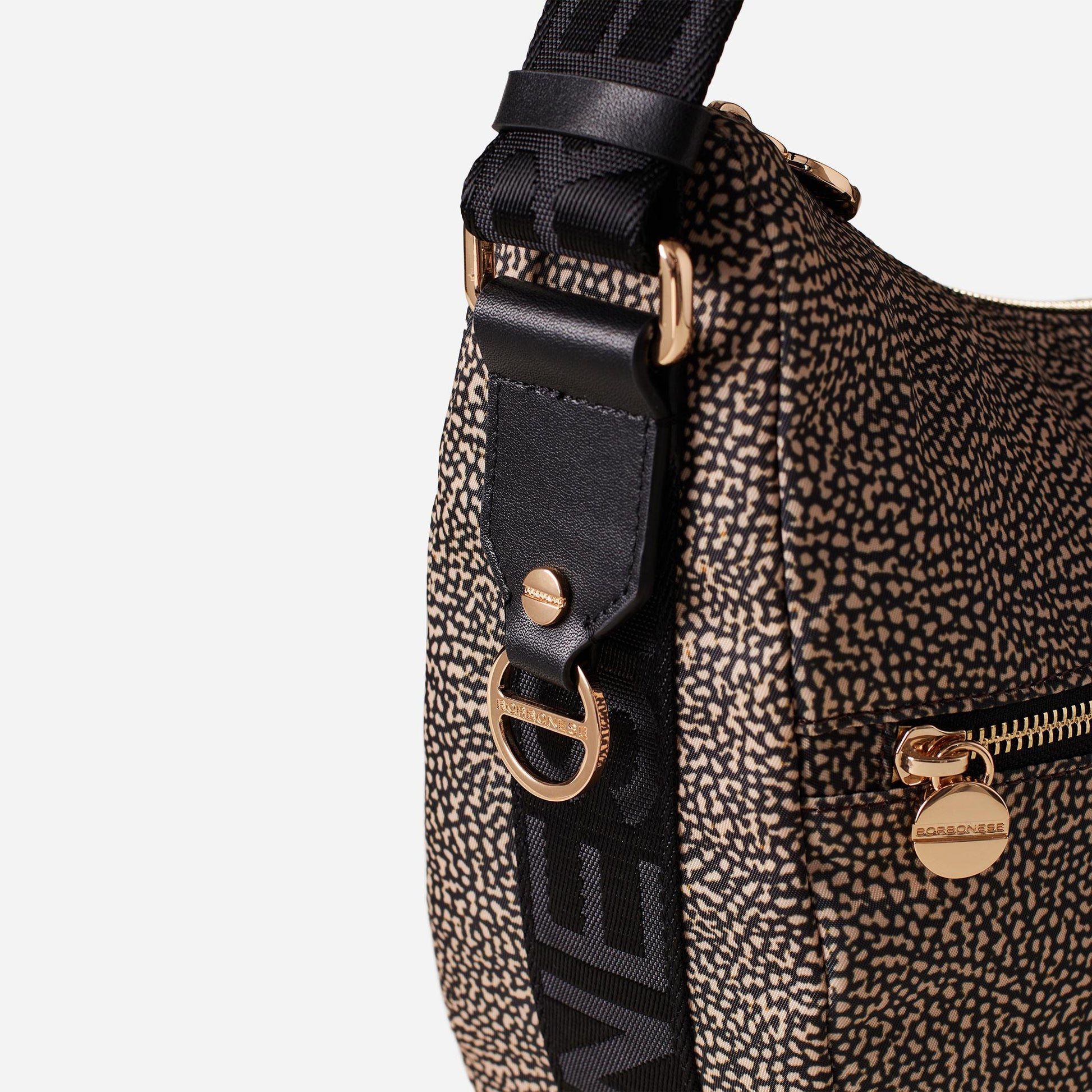 borbonese ECO LINE LUNA BAG MIDDLE OP NATURALE/NERO 