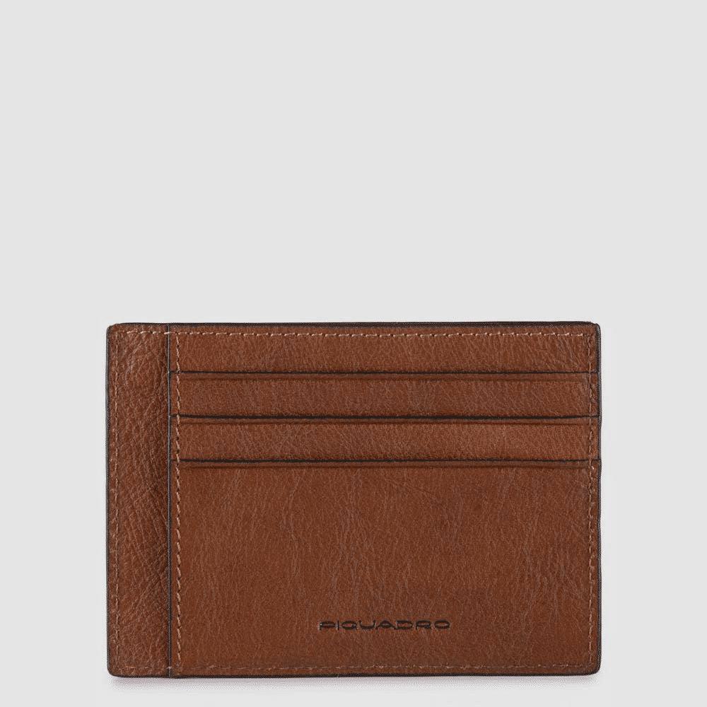 PIQUADRO Porta carte di credito in pelle Testa di moro 