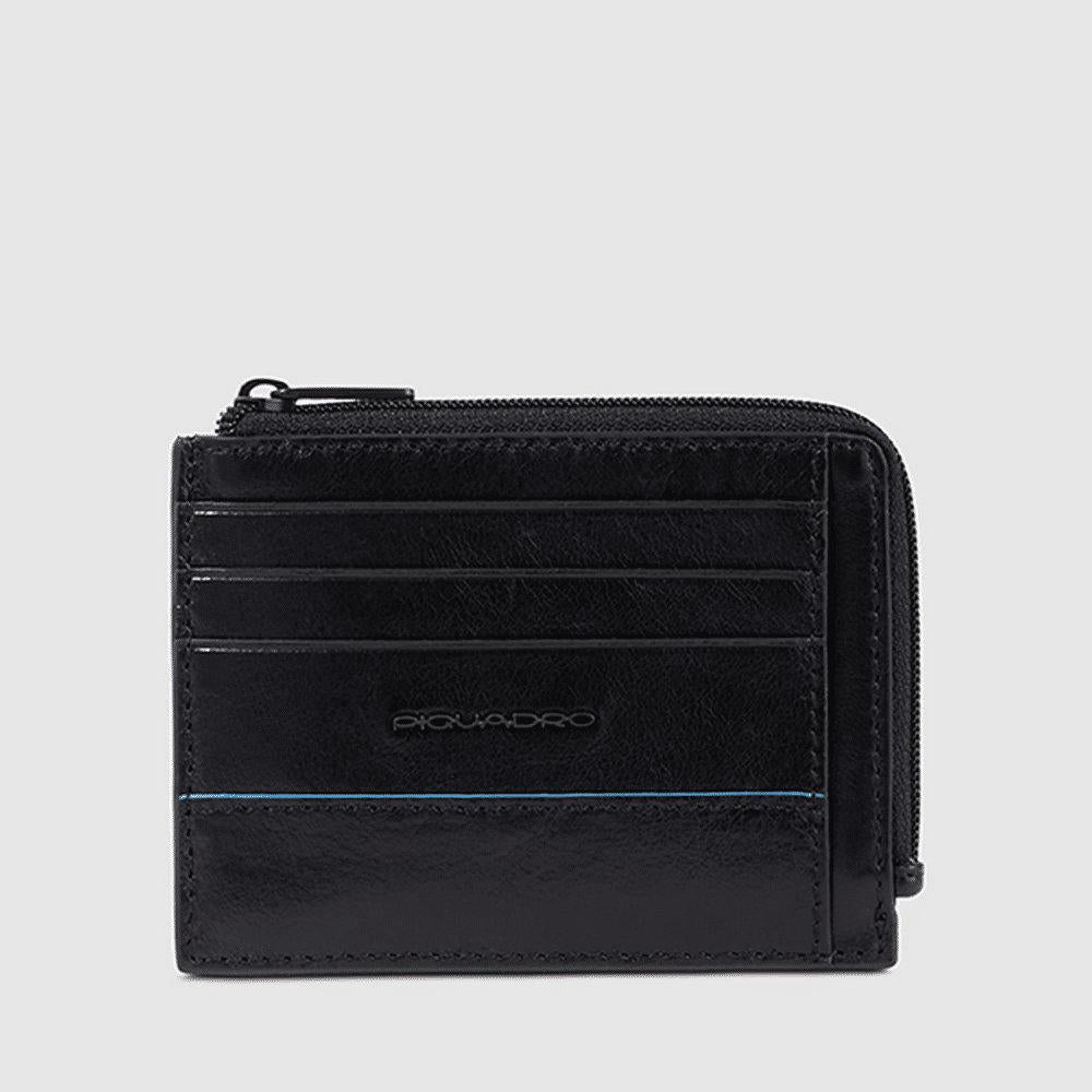 PIQUADRO Portamonete in pelle con porta documenti e carte Nero 