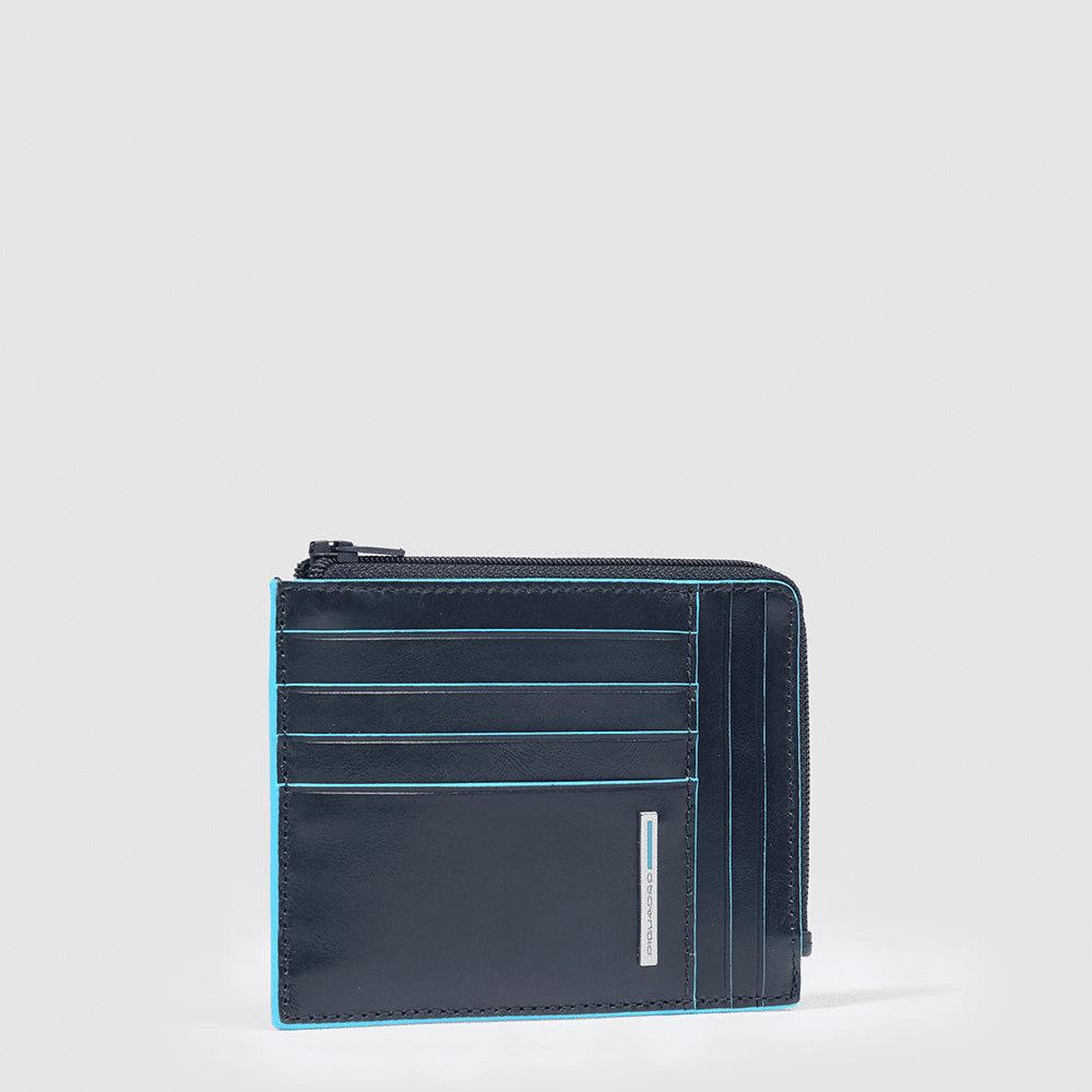 PIQUADRO Portafogli portacarte di credito uomo in pelle BLU2 