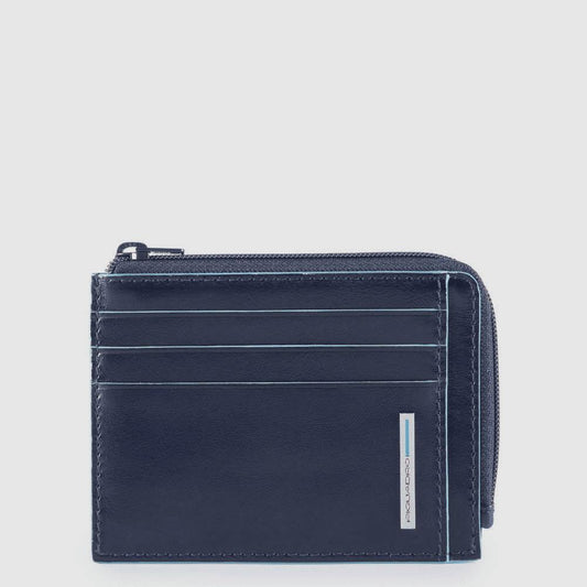 PIQUADRO Portamonete in pelle con porta documenti e carte BLU2 