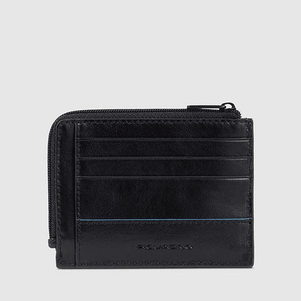 PIQUADRO Portamonete in pelle con porta documenti e carte Nero 