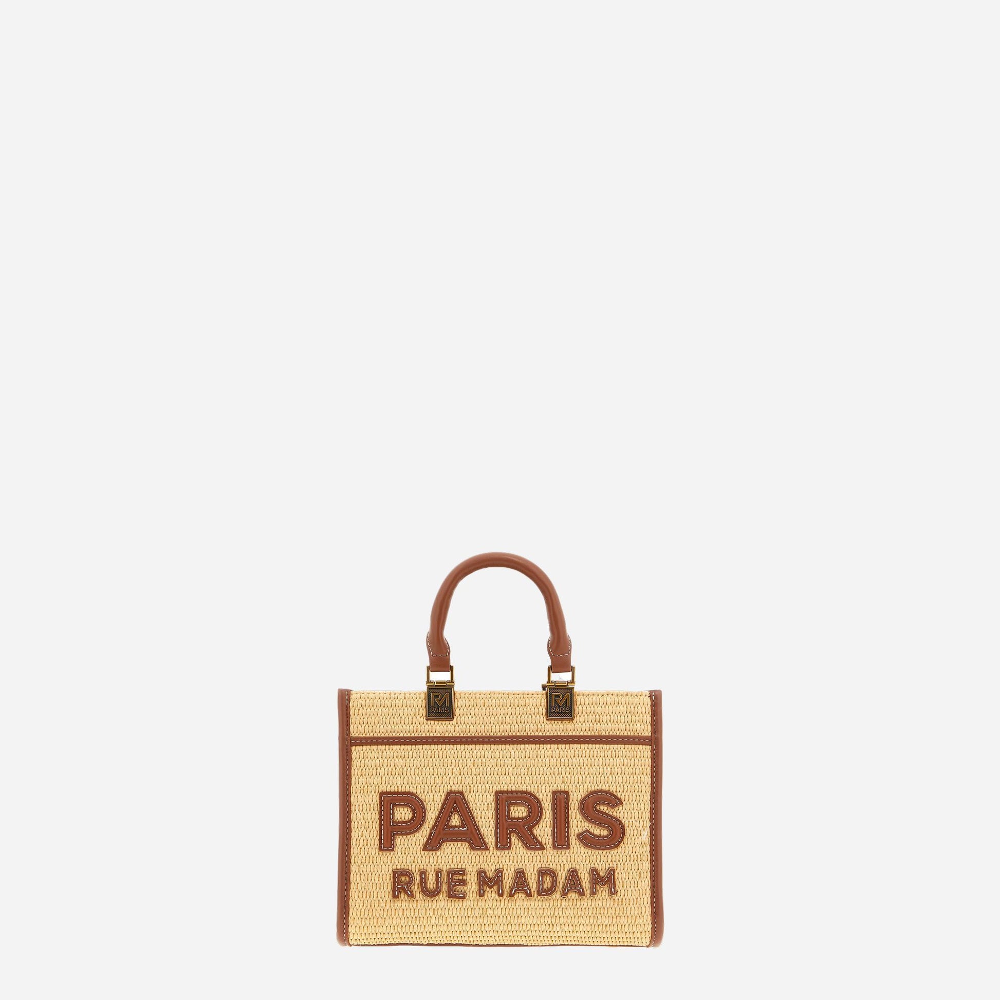 RUE MADAM ICONIQUE MINI TOTE STRAW STRAW BROWN 