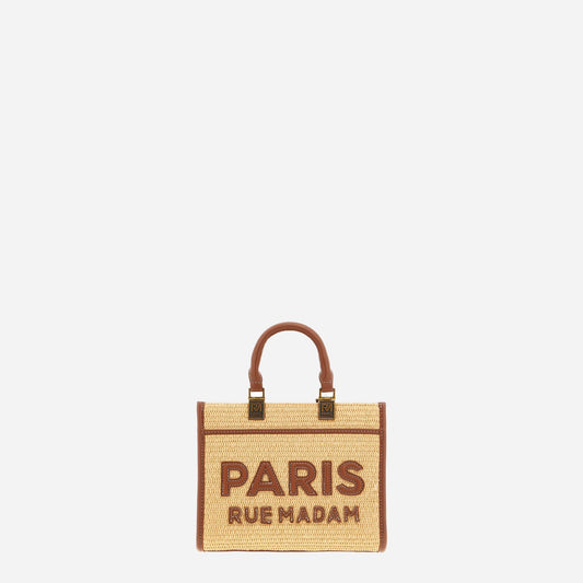 RUE MADAM ICONIQUE MINI TOTE STRAW STRAW BROWN 