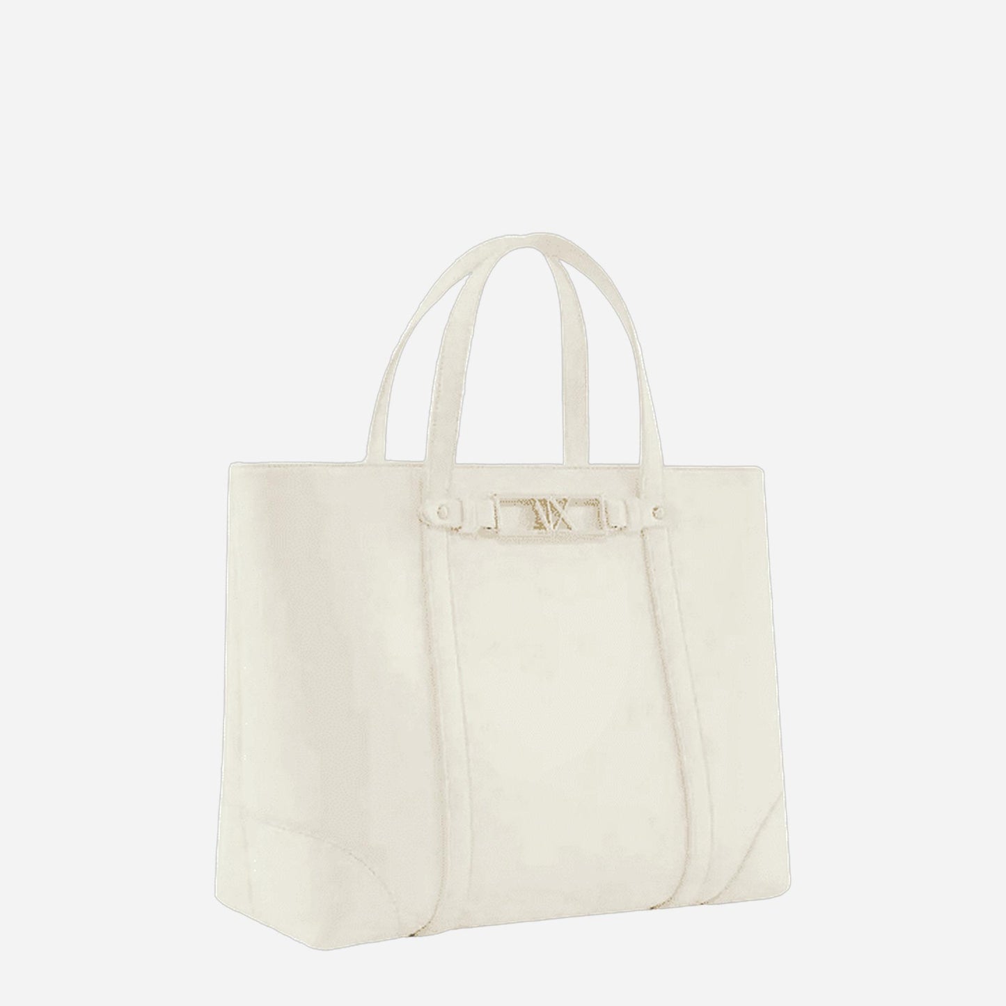 ARMANI EXCHANGE Shopper media in pelle Off White 