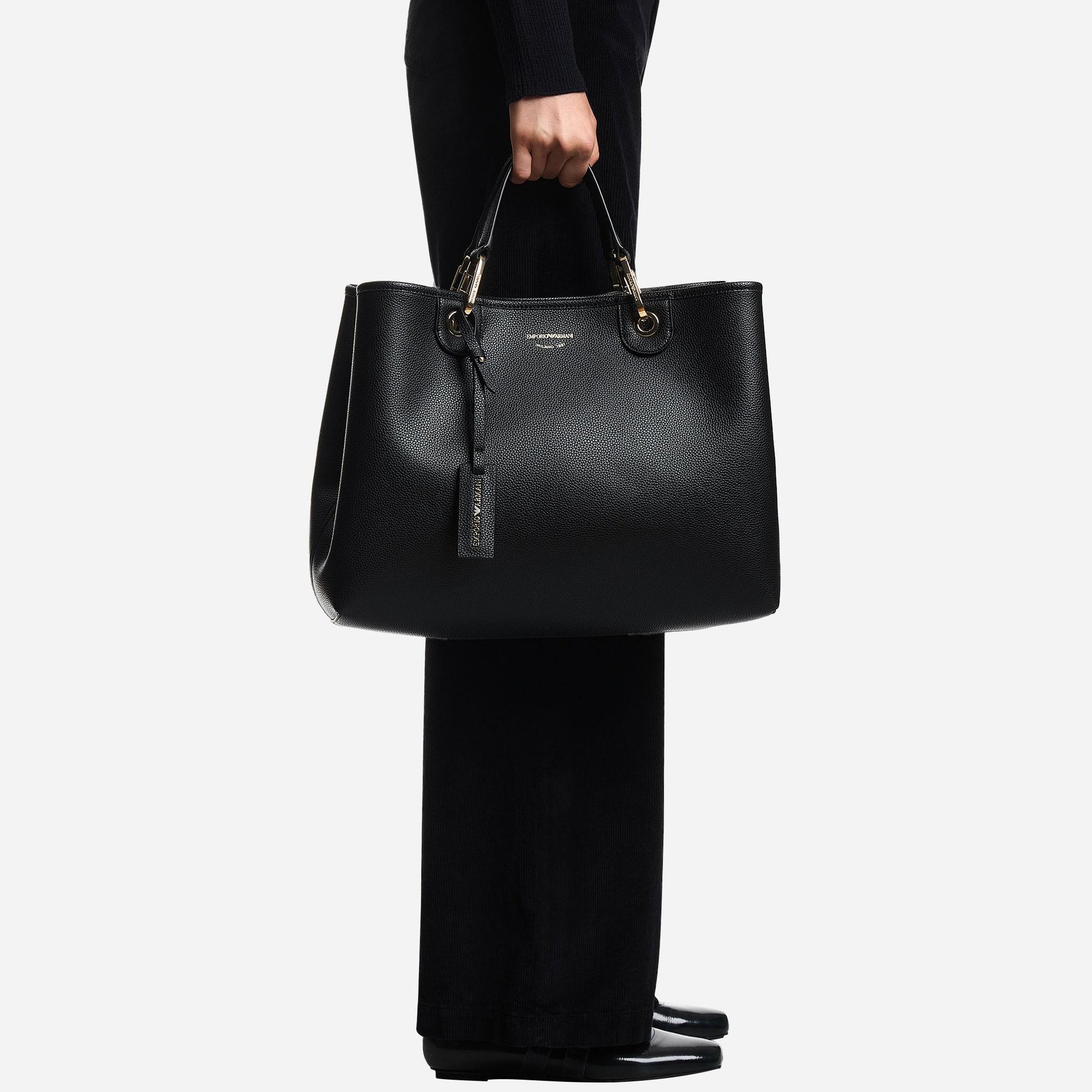 Emporio Armani SHOPPING BAG NERO/SILVER 
