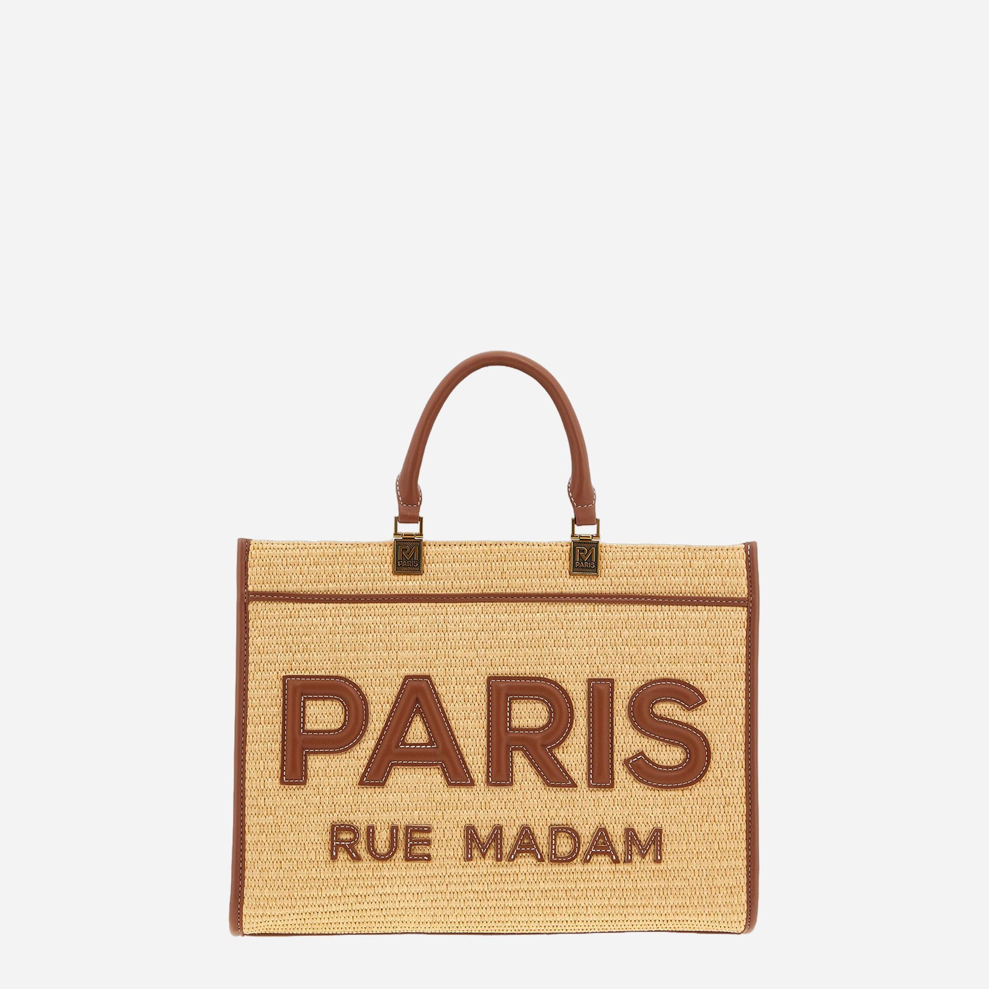 RUE MADAM ICONIQUE TOTE STRAW STRAW BROWN 