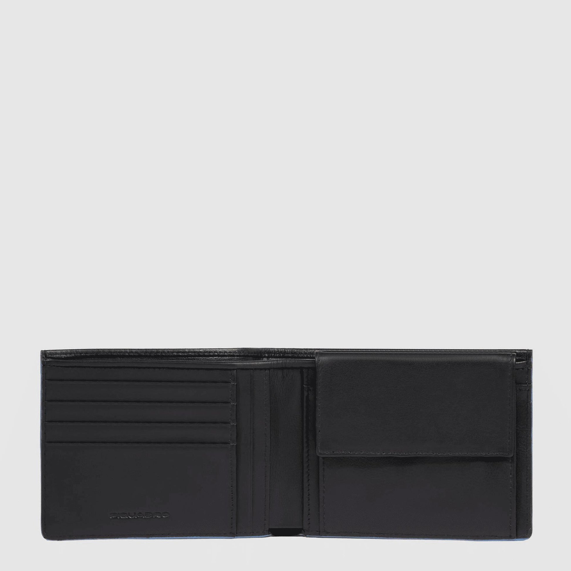 PIQUADRO Portafogli uomo in pelle con portamonete Nero 
