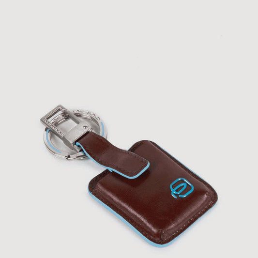 PIQUADRO Moschettone portachiavi in pelle con CONNEQU<BR/><BR/> Mogano 