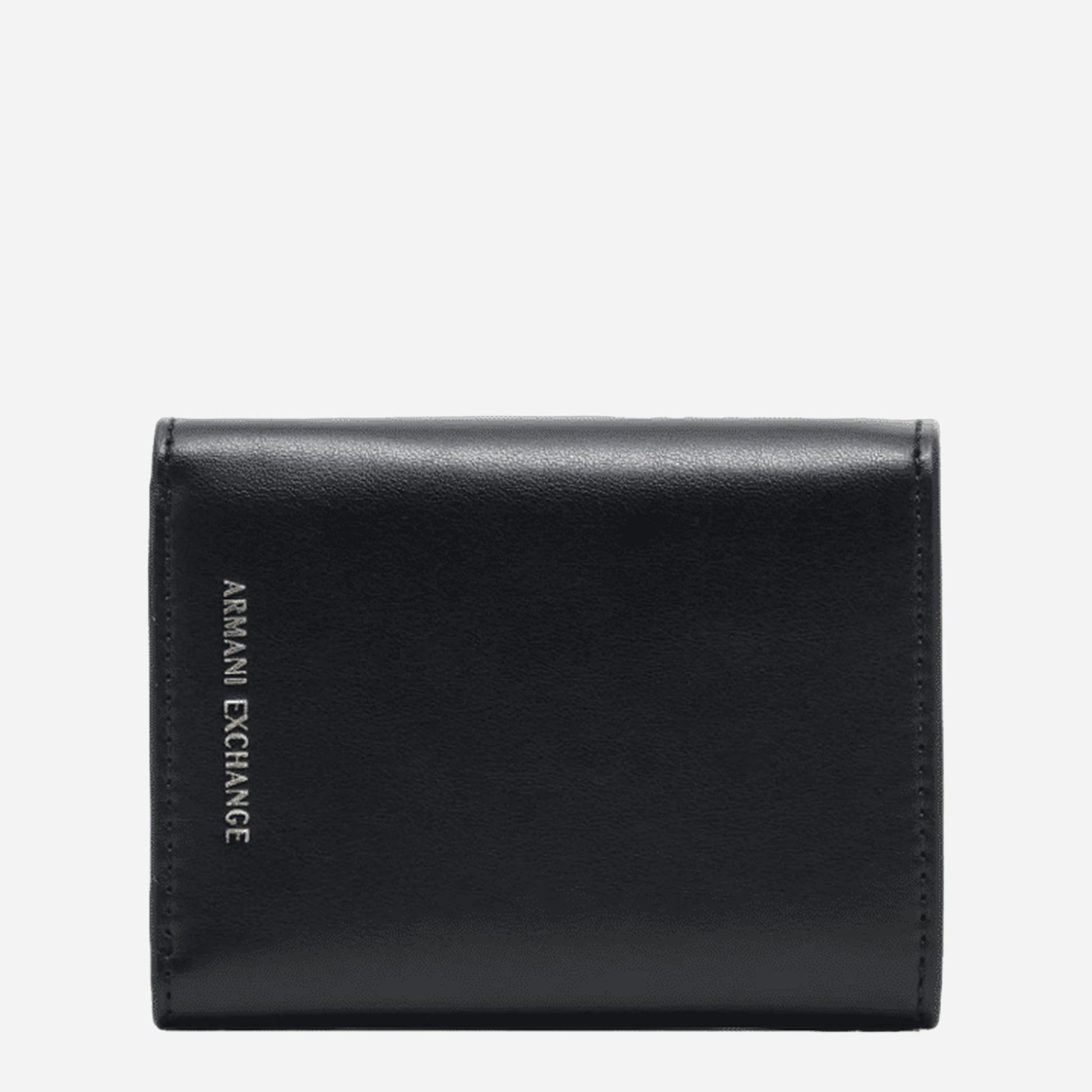 ARMANI EXCHANGE AX Portafoglio compatto bi-fold in ecopelle BLACK 