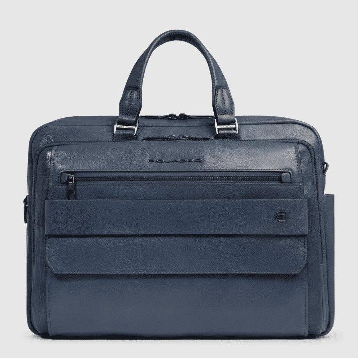 PIQUADRO Cartella  2 manici porta PC 15,6'' in pelle Avio 