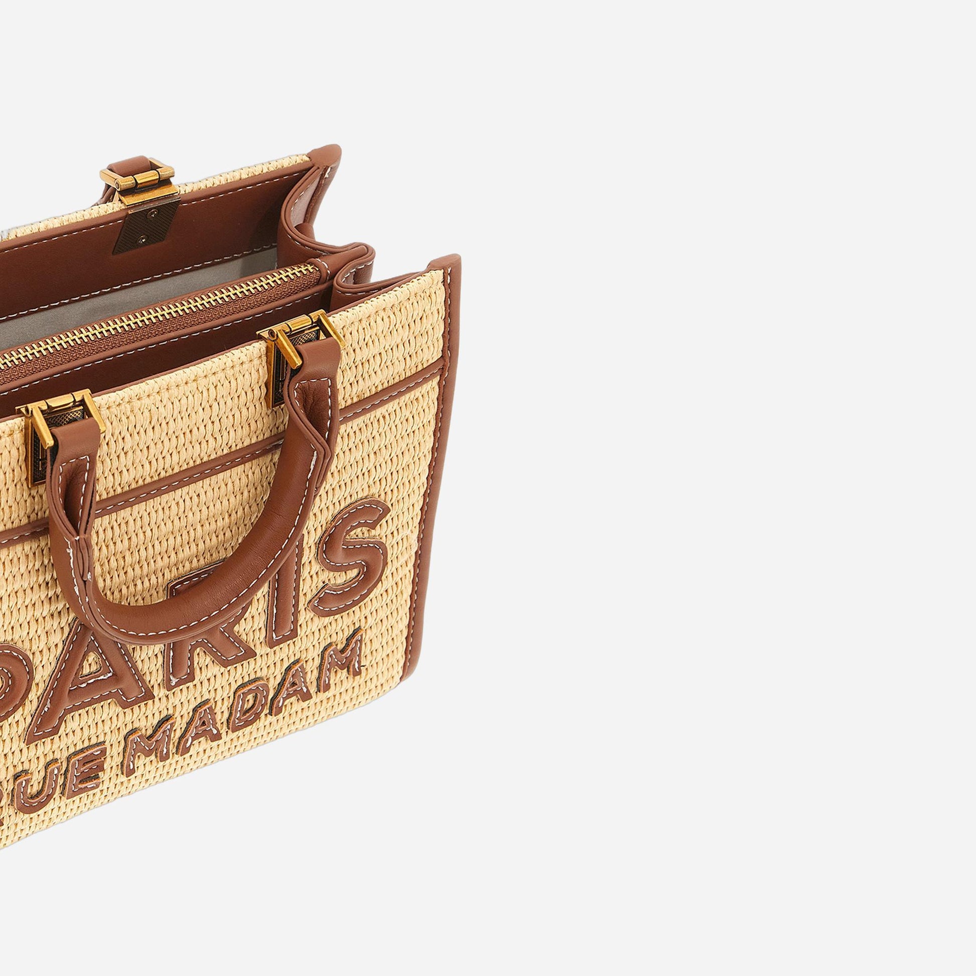 RUE MADAM ICONIQUE MINI TOTE STRAW STRAW BROWN 