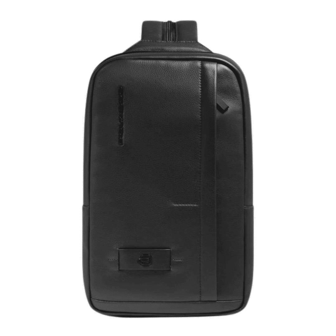 PIQUADRO Zaino monospalla uomo in pelle porta iPad® Nero 
