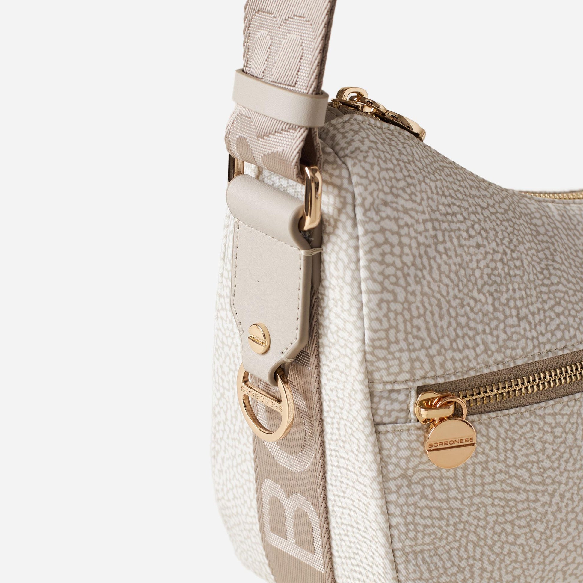 borbonese ECO LINE LUNA BAG SMALL WHITE COTTON 
