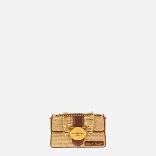 RUE MADAM TEDDY IT-BAG STRAW FRINGES STRAW BROWN 