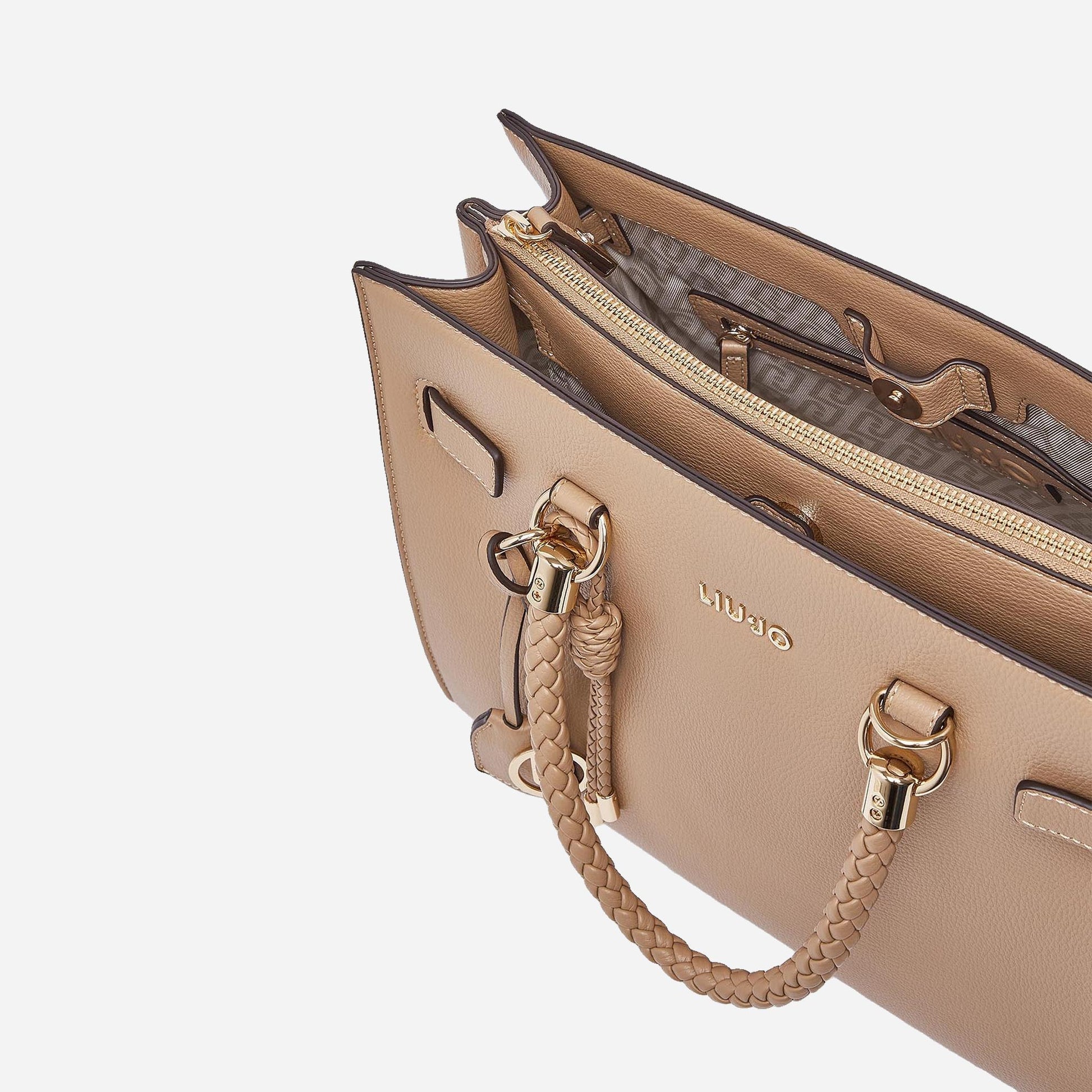 LIU JO Borsa satchel media con charms Cammello 