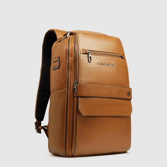 PIQUADRO Zaino porta PC 14'' in pelle Beige 