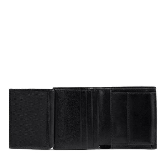 PIQUADRO Portafoglio uomo verticale in pelle, porta monete Nero 