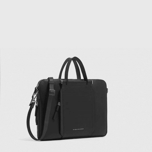 PIQUADRO Cartella 14'' in pelle con tracolla removibile Nero 