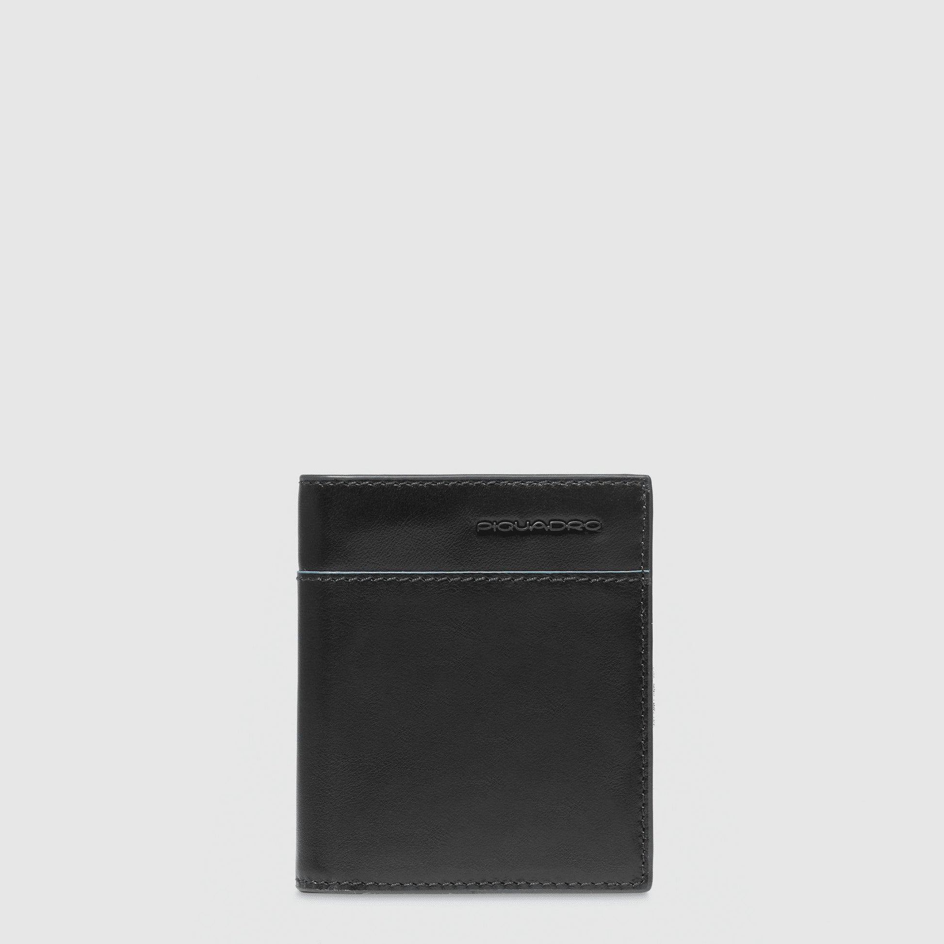 PIQUADRO Portafoglio uomo verticale in pelle, porta monete Nero 