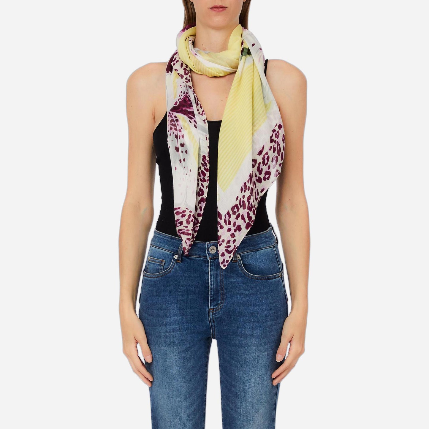 LIU JO Foulard grande con orchidea Avocado 