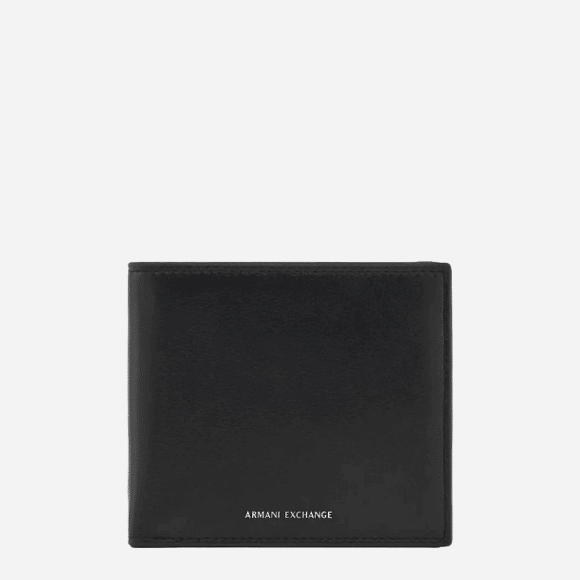 ARMANI EXCHANGE Portafogli uomo piccolo pelle liscia BLACK 