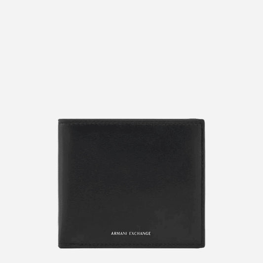 ARMANI EXCHANGE Portafogli uomo piccolo pelle liscia BLACK 