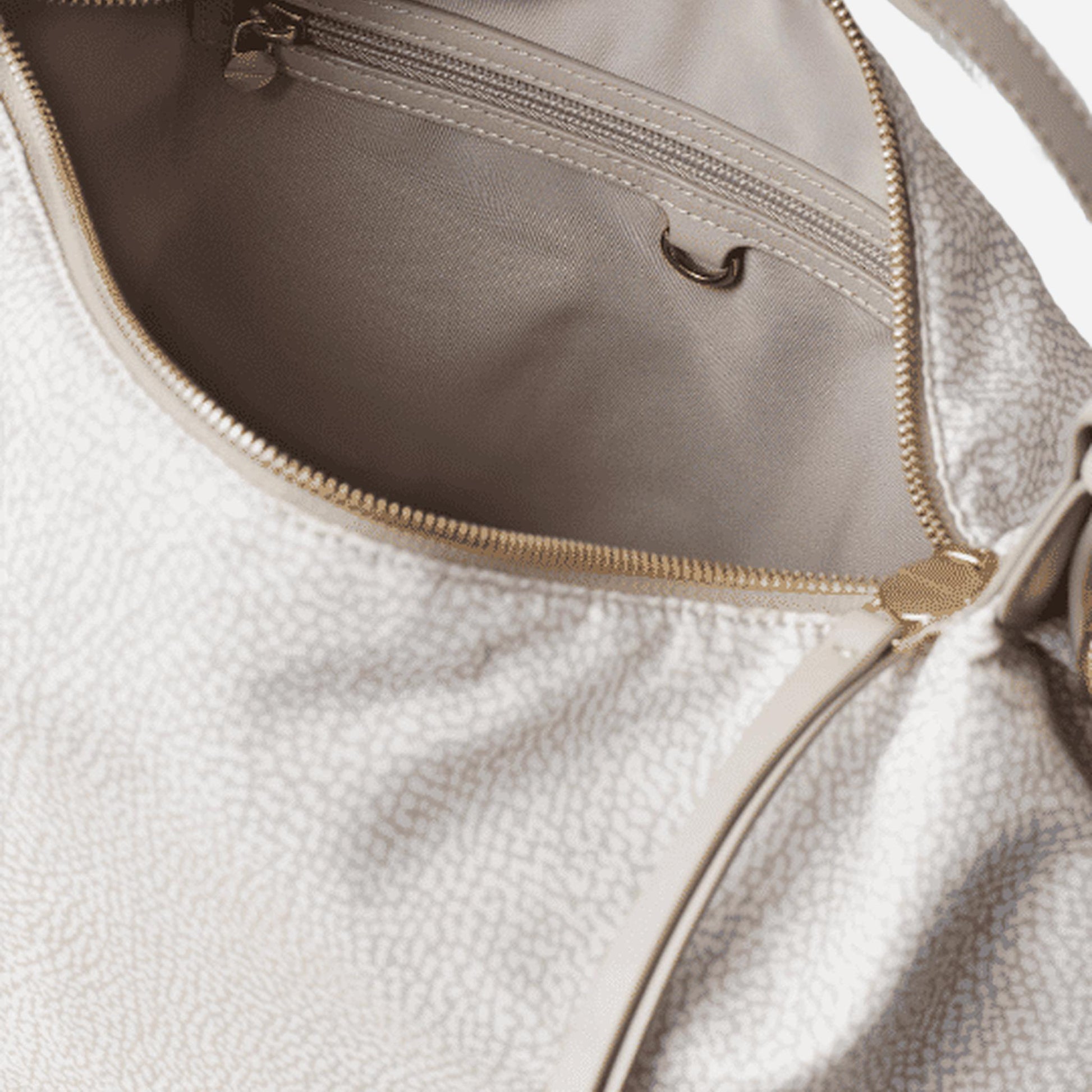 borbonese PRIVE BORSA HOBO MEDIUM WHITE COTTON 