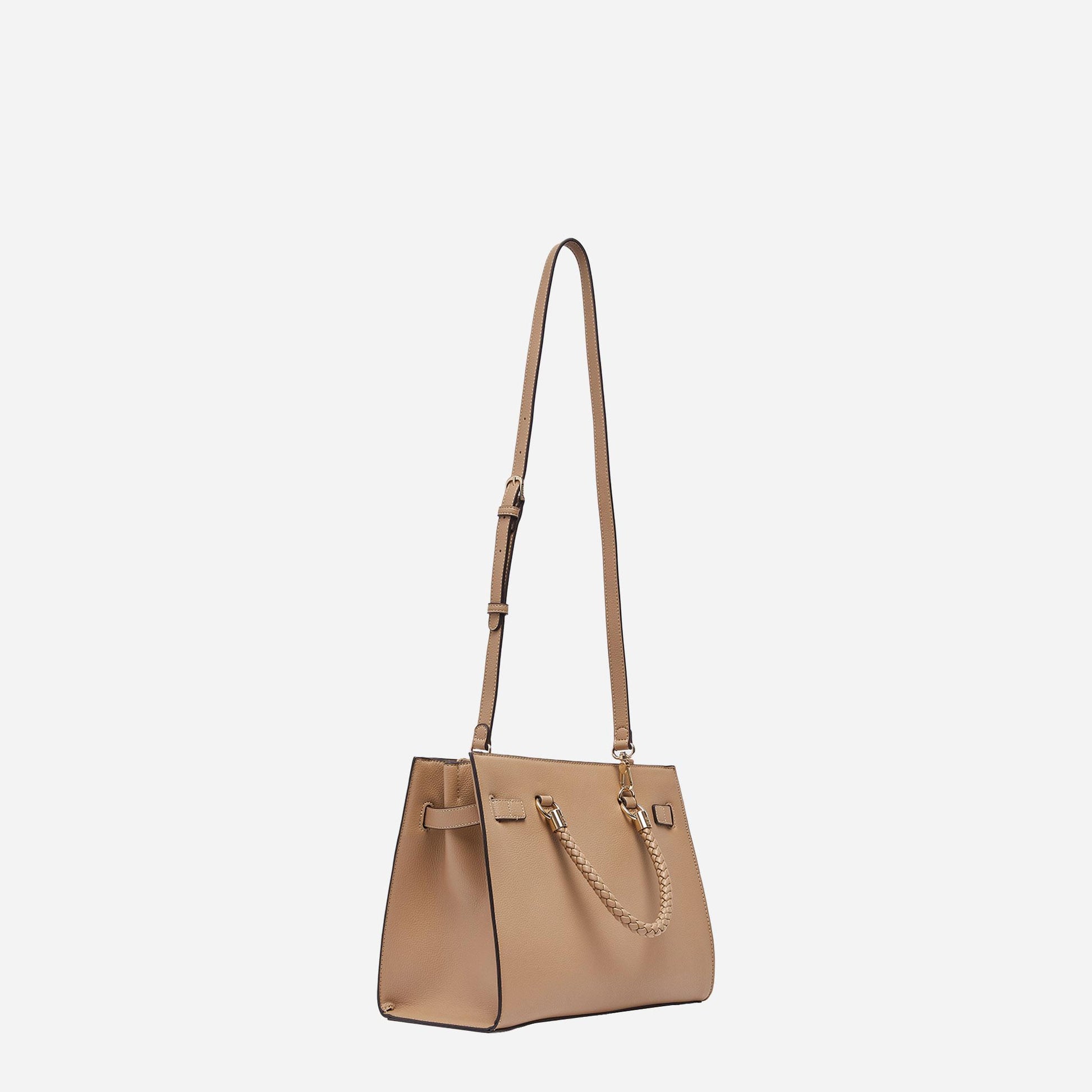 LIU JO Borsa satchel media con charms Cammello 