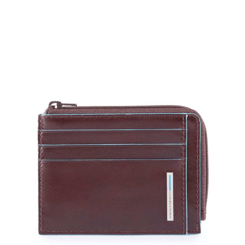 PIQUADRO Portamonete in pelle con porta documenti e carte Mogano 