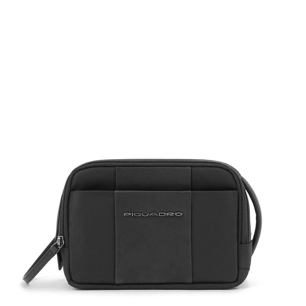 PIQUADRO Beauty case uomo in tessuto riciclato e pelle Nero 