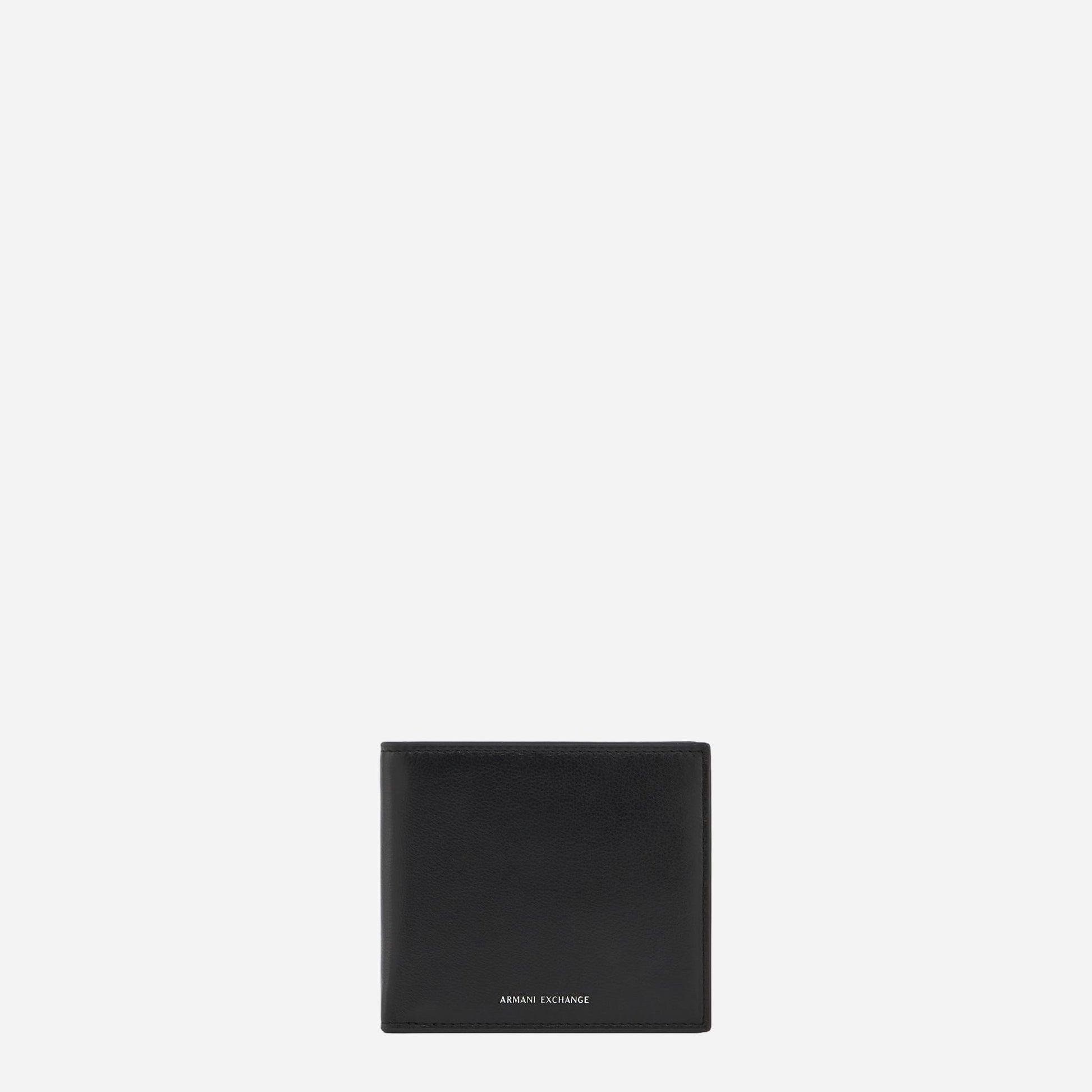 ARMANI EXCHANGE Portafogli uomo piccolo pelle liscia BLACK 