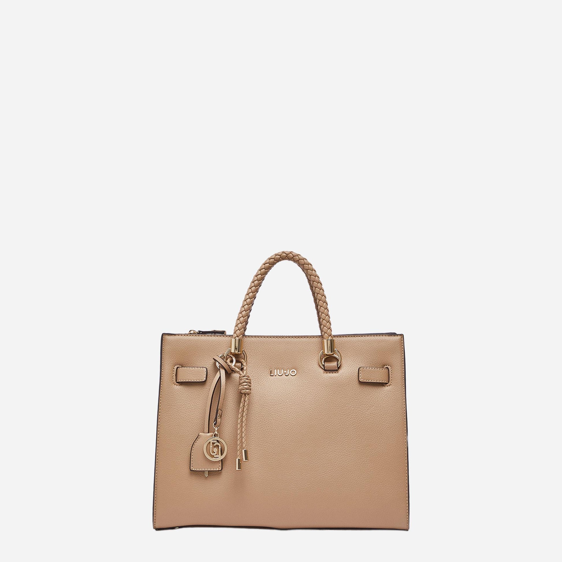 LIU JO Borsa satchel media con charms Cammello 
