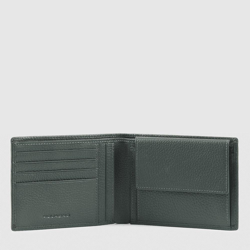 PIQUADRO Portafogli uomo in pelle con portamonete Verde 