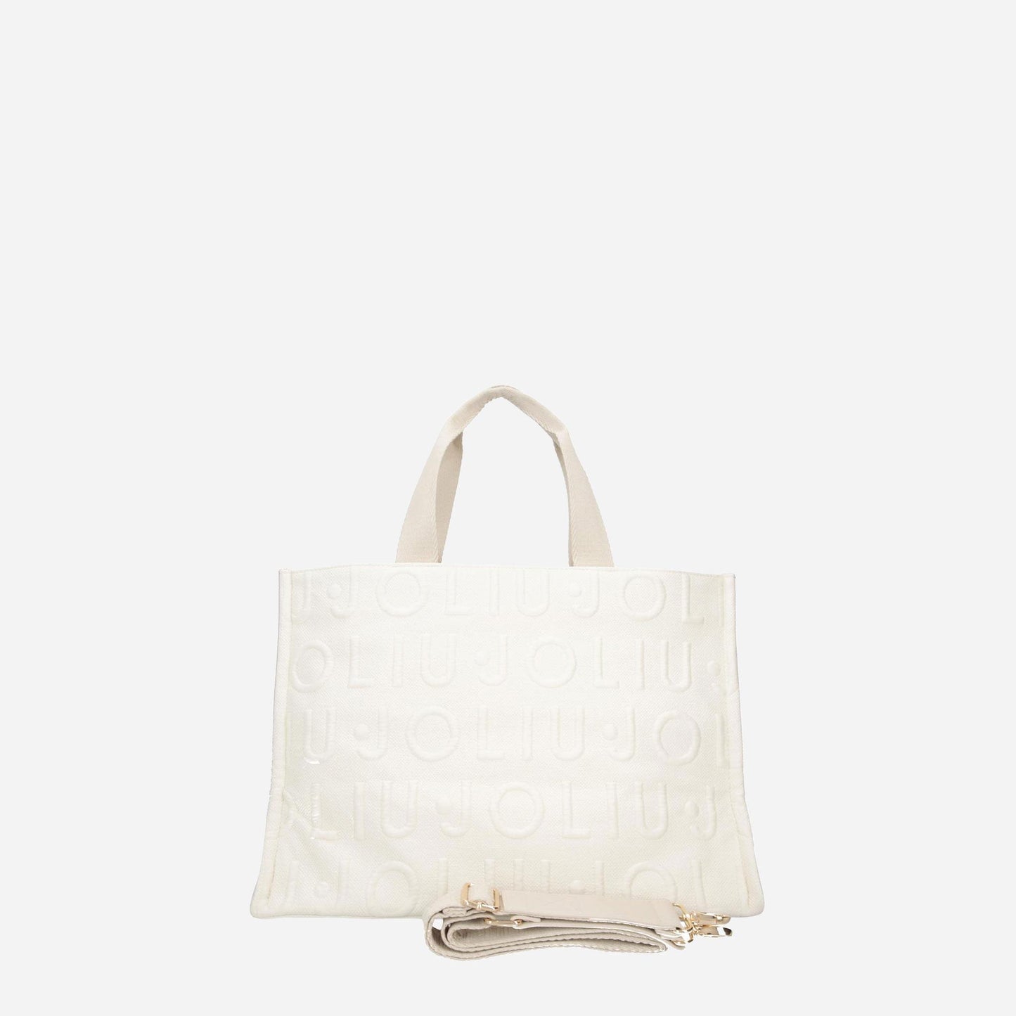 LIU JO Borsa tote media in maglia WHITE CREAM 