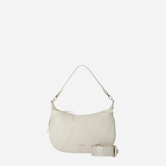 LIU JO Borsa a spalla media jacquard CREAM 