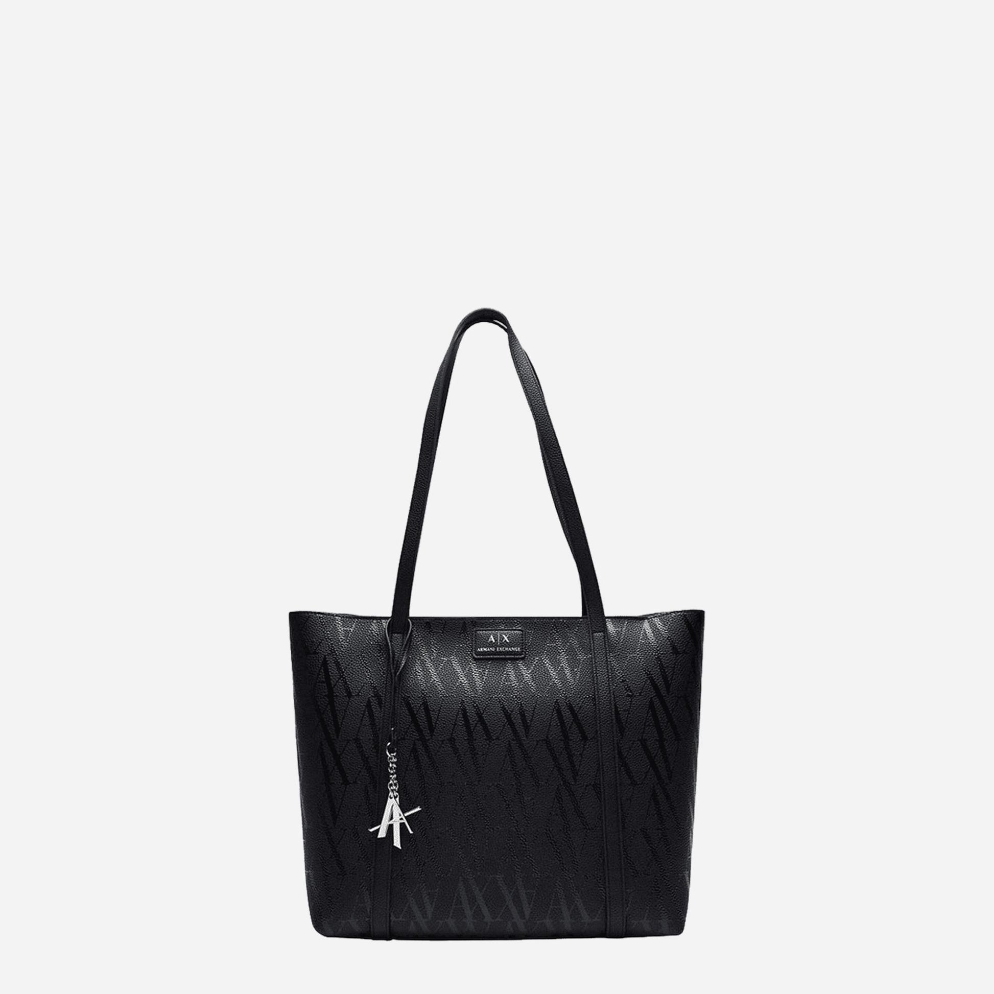 ARMANI EXCHANGE Borsa a mano in pelle BLACK/BLACK 