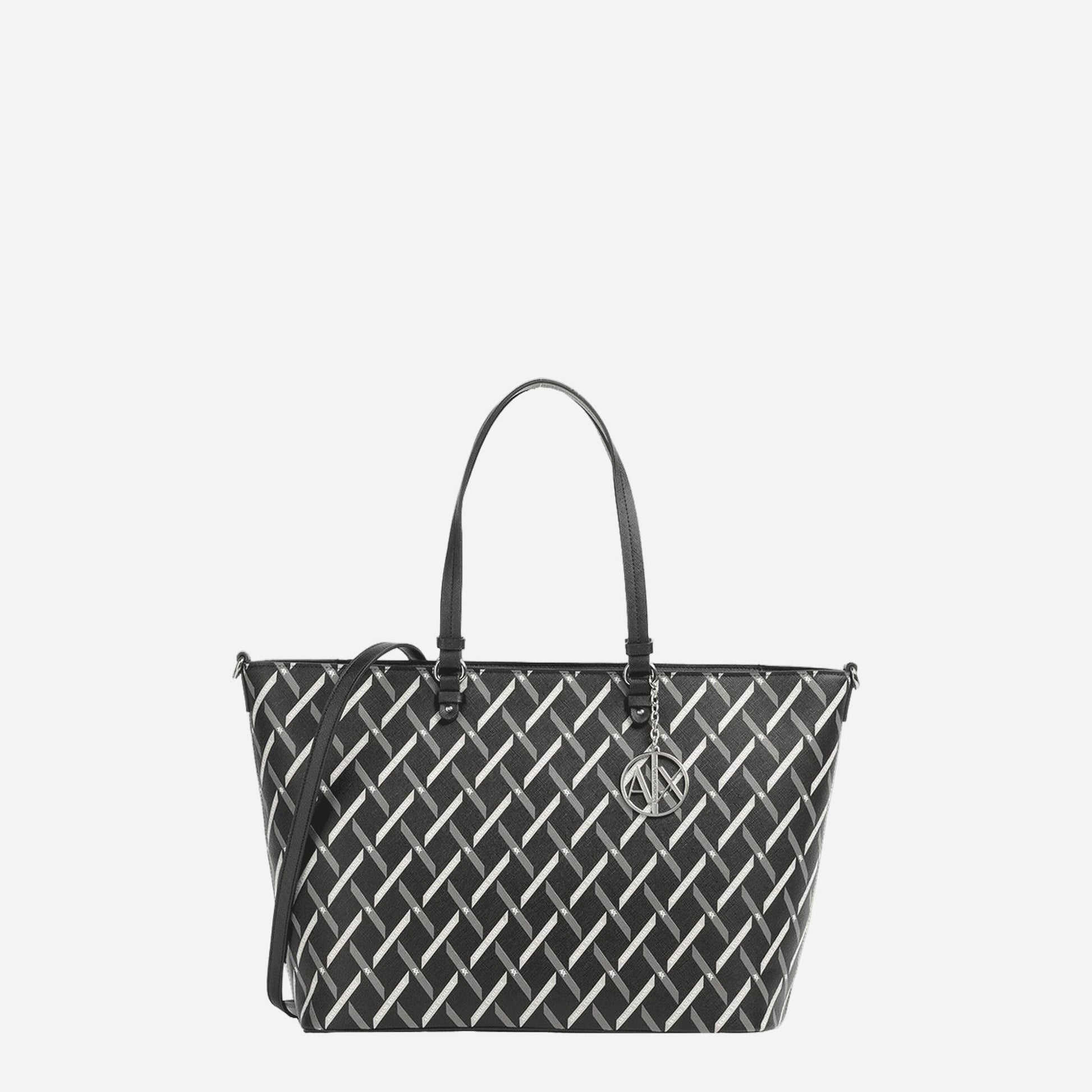 ARMANI EXCHANGE Shopping a spalla in ecopelle BLACK / BLACK 